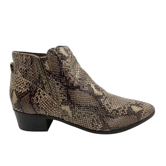 Unisa Sz 9 Brown Snake Reptile Embossed Vegan Leather Print Ankle Boots Booties - Picture 3 of 11